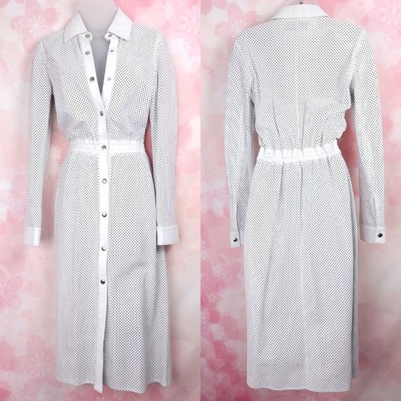 CELINE '00 Michael Kors Perforated Leather Button Up Runway Dress White RARE - Picture 3 of 13